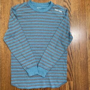 Gap Kids Boys Thermal Henley Blue Gray Striped Size XL (12)